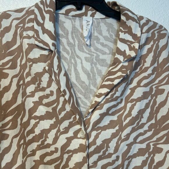 Brown and White Casual Button Down Dress 100% cotton - Picture 3 of 5
